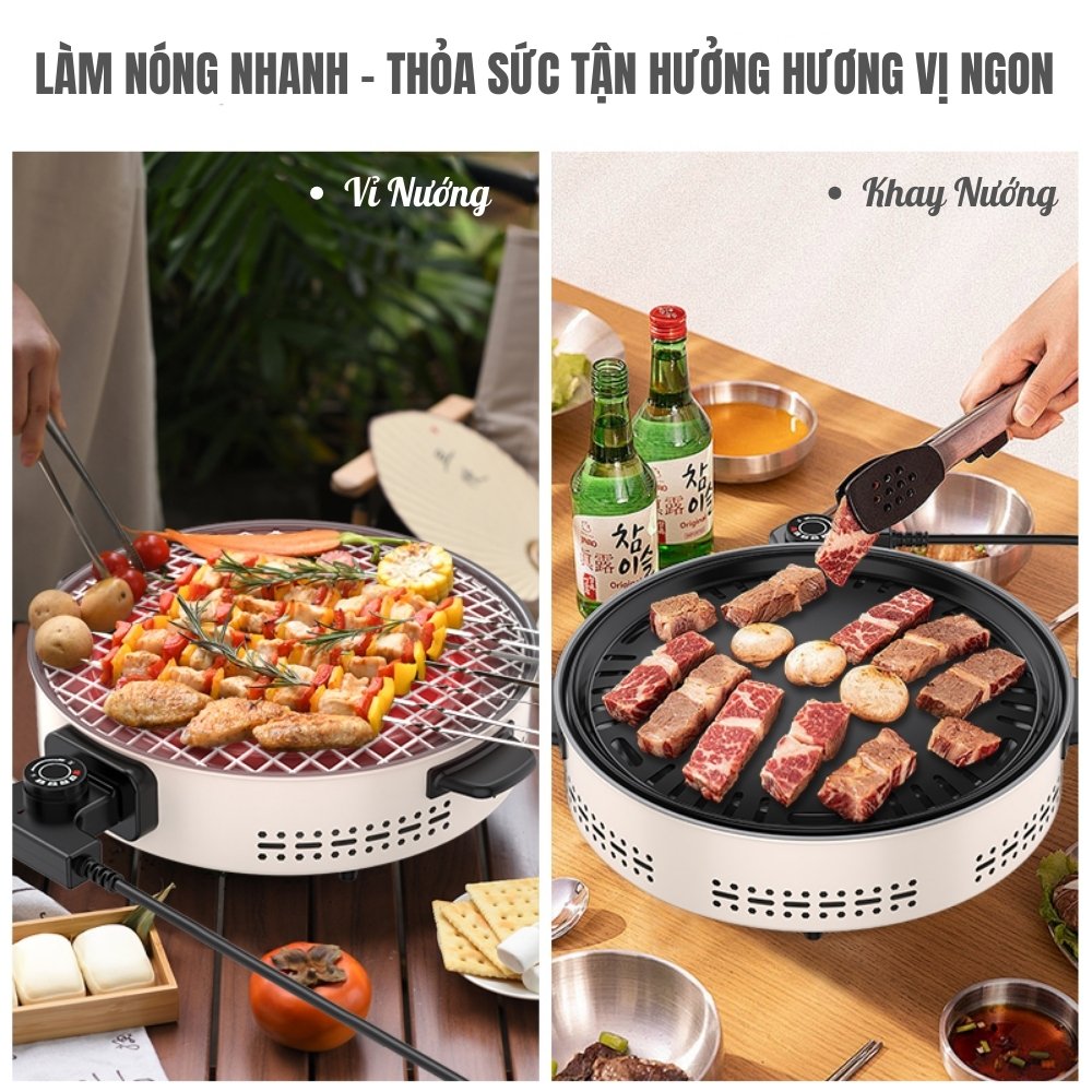 Bếp Nướng Điện Không Khói Tròn TEKYOMI DKS-719 – Đa Năng, An Toàn, Dễ Vệ Sinh - Ảnh 5