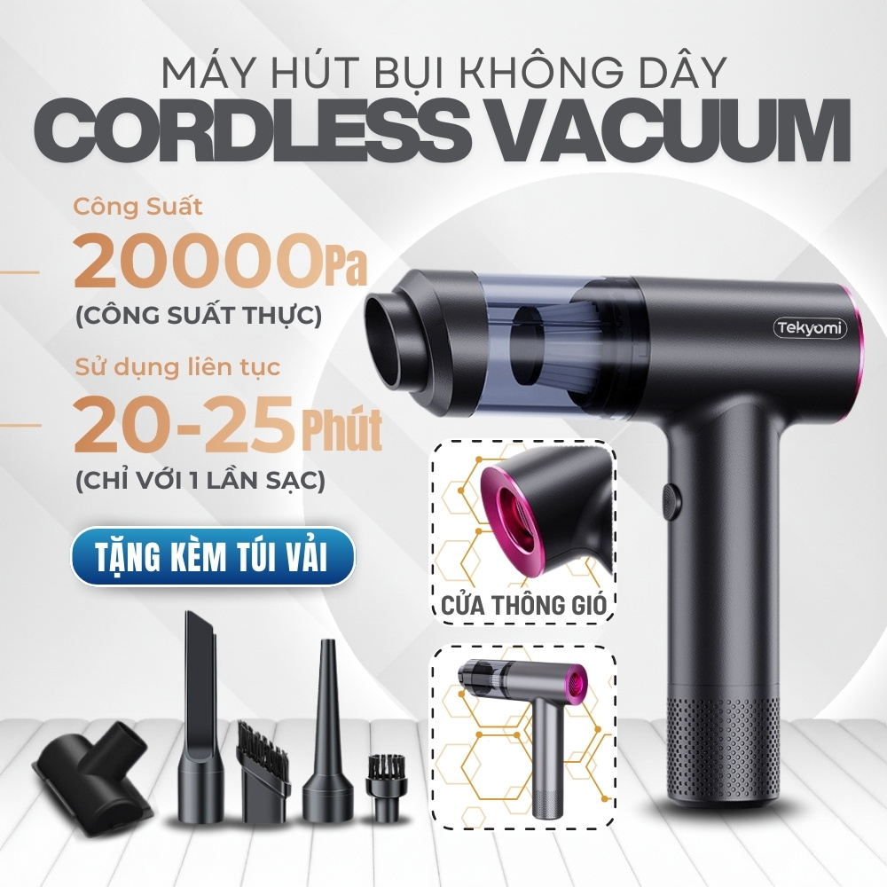 Máy Hút Bụi Cầm Tay Mini TEKYOMI EG-122 – Lực Hút 20.000Pa, Dùng Cho Ô Tô & Gia Đình