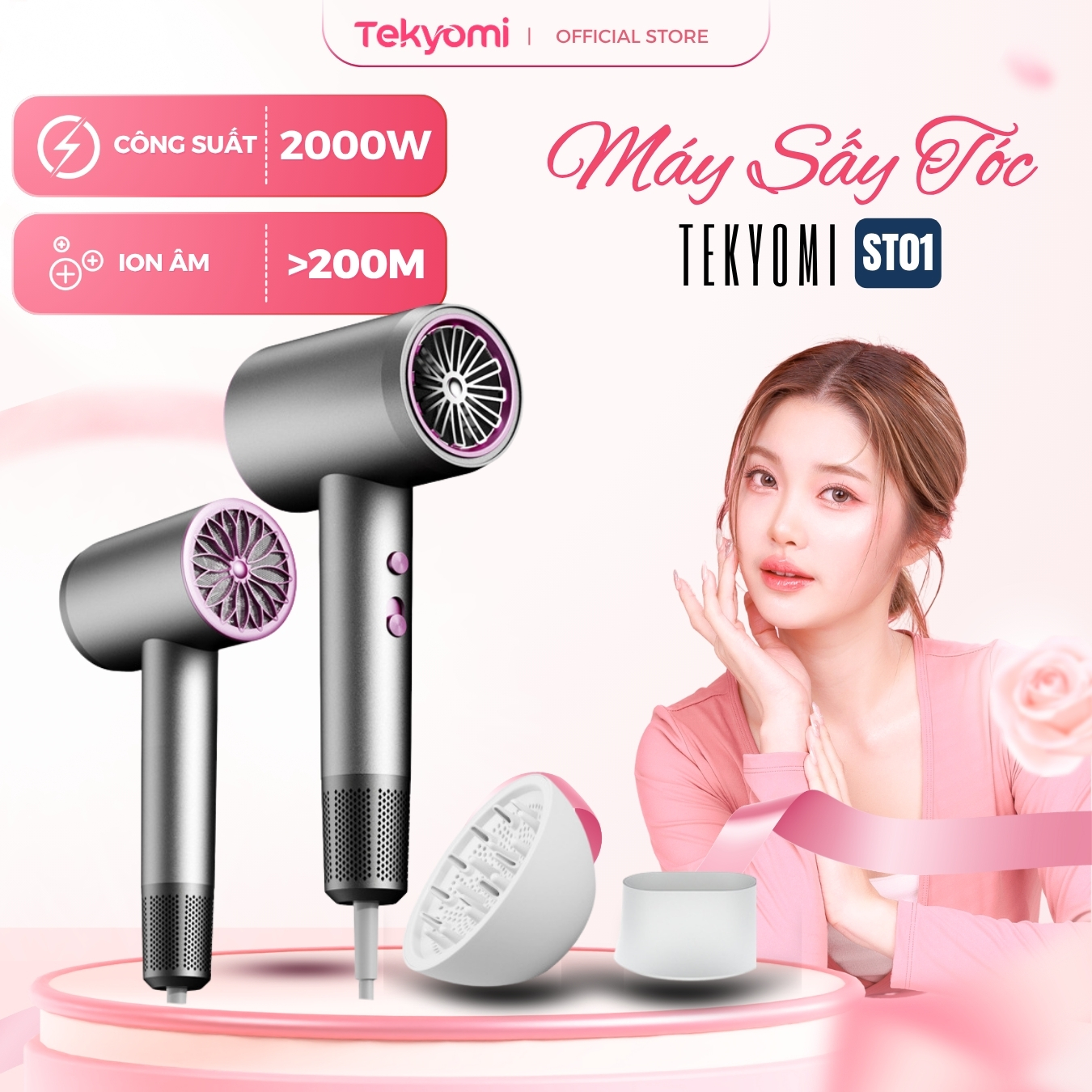Máy sấy tóc TEKYOMI STL-8558 công suất 2000W – Công nghệ BlueLight, bảo vệ tóc chuẩn salon - Ảnh 14