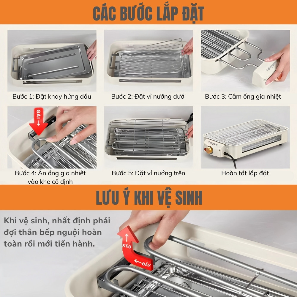 Bếp Nướng Điện Không Khói 2 Tầng Tekyomi DKS-321 – Công Suất 1500W, Cao Cấp, Đa Năng Tiện Lợi - Ảnh 6