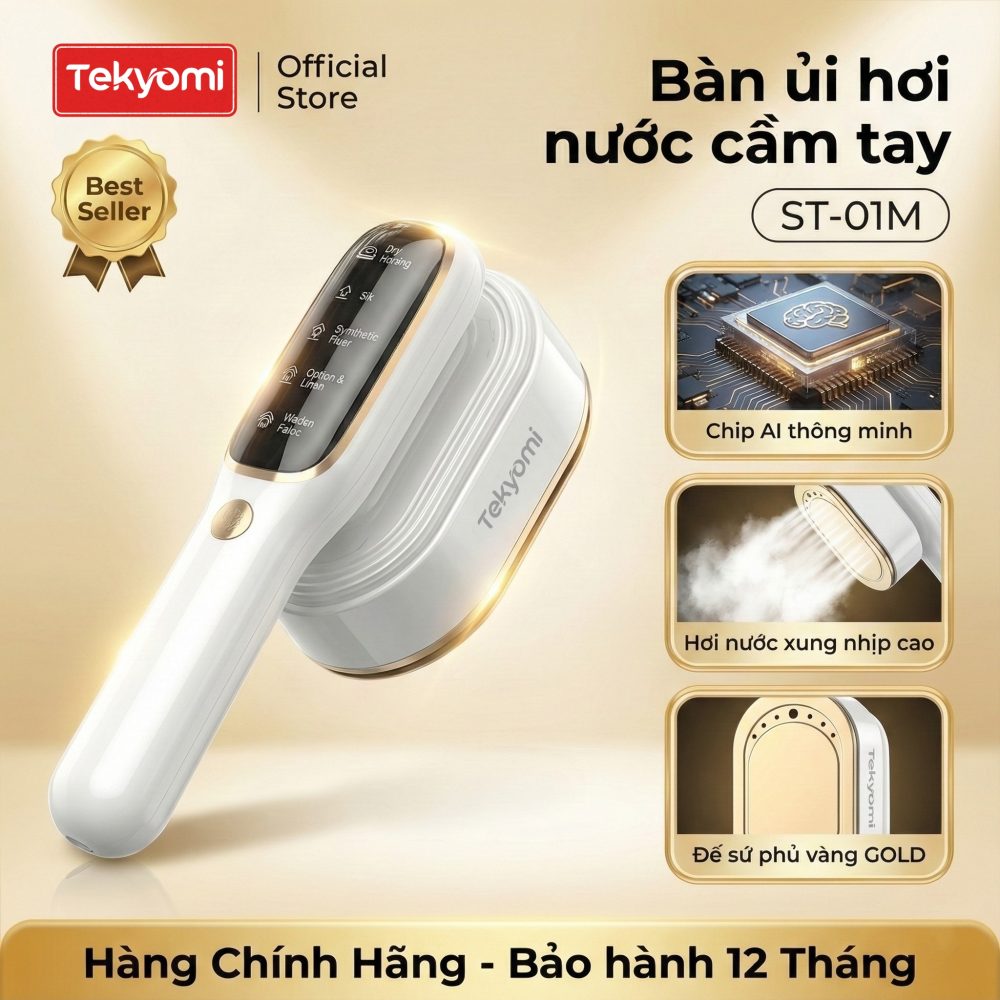 Bàn Ủi Hơi Nước TEKYOMI ST-01M 1200W – Bàn Ủi Cầm Tay Thông Minh, Diệt Khuẩn, Khử Mùi