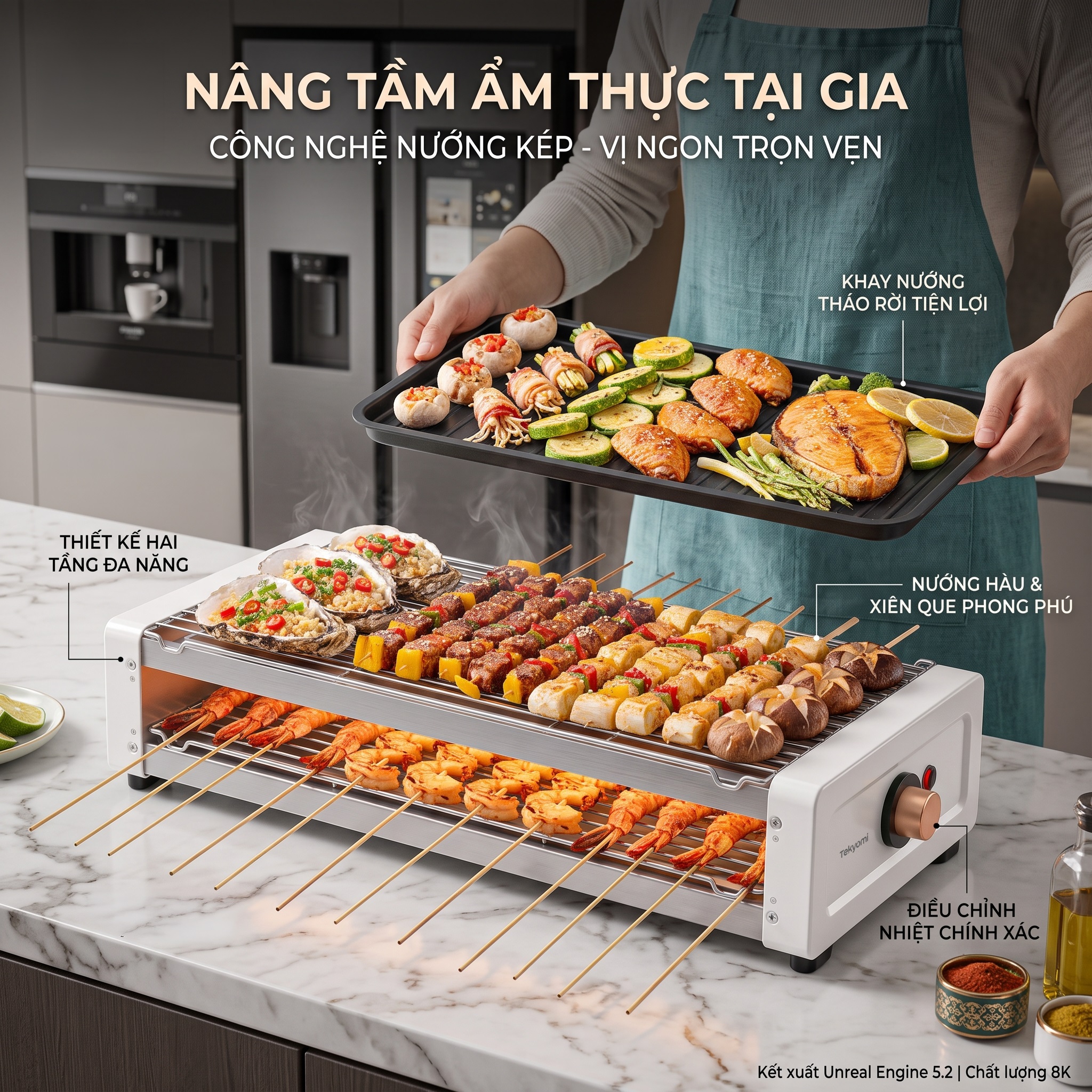 Bếp Nướng Điện Không Khói TEKYOMI DKS-307A1: 1700W, Cao Cấp, Đỉnh Cao BBQ Cho Mọi Gia Đình - Ảnh 4